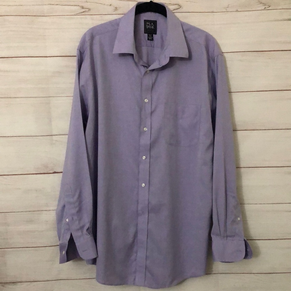Jos A Bank Traveler Slim Fit Purple Dress Shirt Men's 17/34